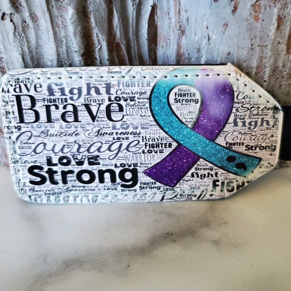 Suicide Awareness Ribbon & Quotes Keychain